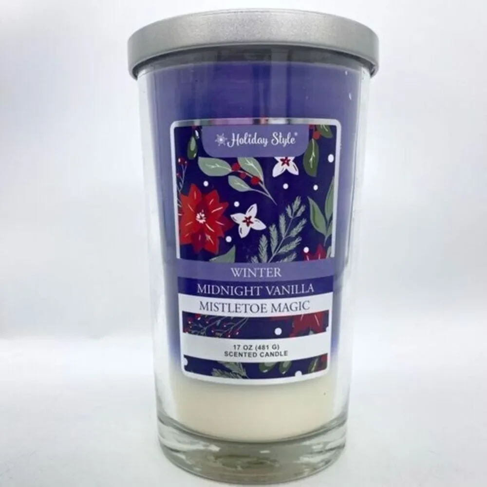 Winter Midnight Vanilla and Mistletoe Layered Scented Candle New